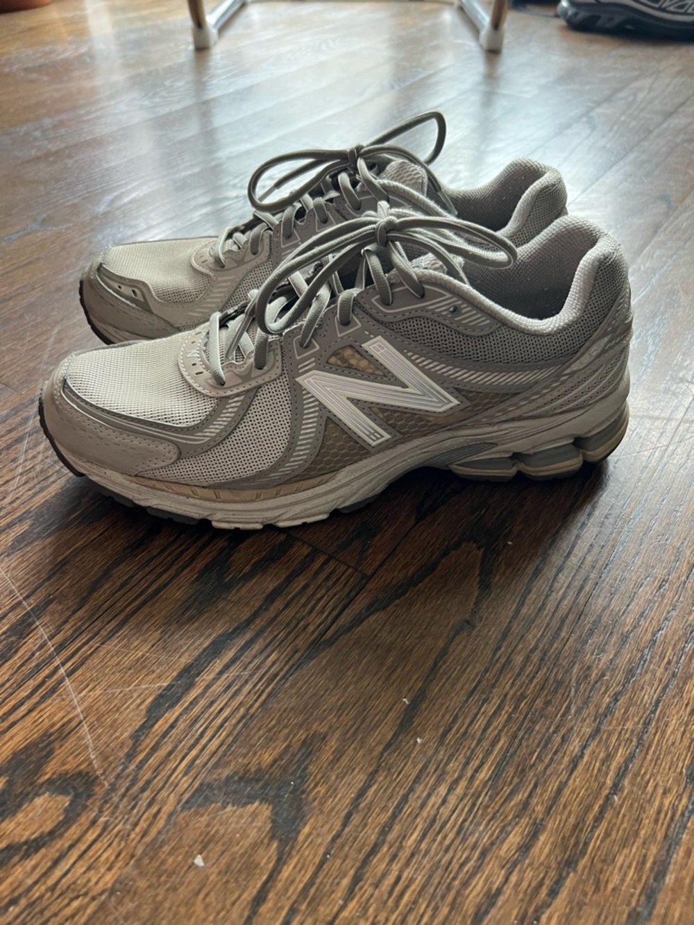 New Balance Light Grey Mesh & Synthetic Running Shoes